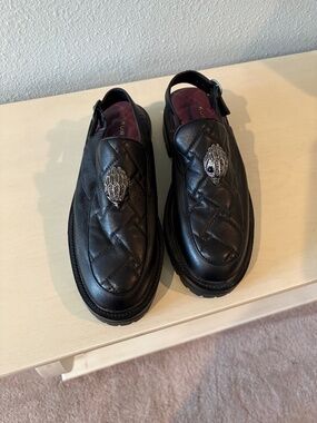Kurt Geiger Quilted Black Leather Slingback Loafer Size 38.5 8.5